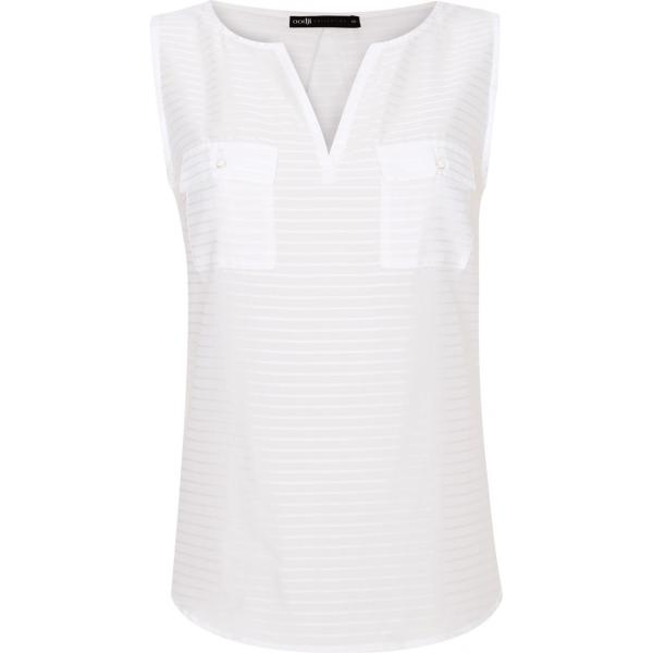 Top con scollo e tasche bianco Oodji Collection bianco