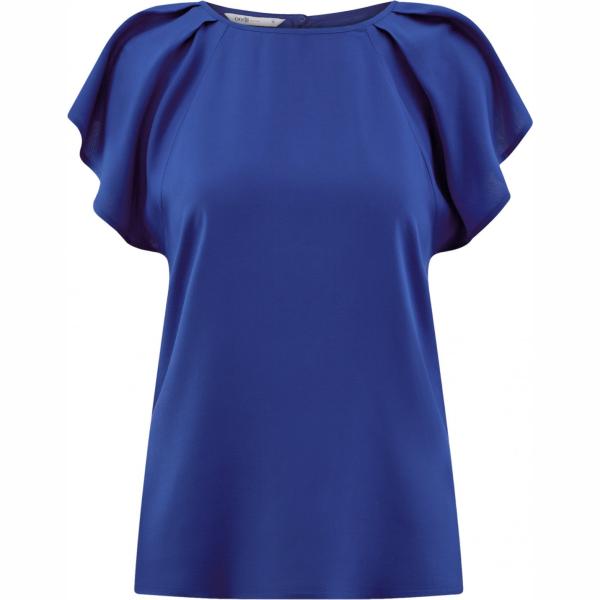 Camicetta farfalla aderente blu e bianco Oodji Ultra blu