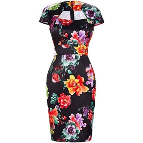 Vestito al ginocchio fantasia floreale aderente Grace Karin a fiori