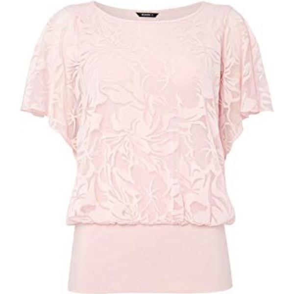 Maglia con pizzo fantasia floreale con scollo a maniche corte rosa Roman Originals rosa a fiori