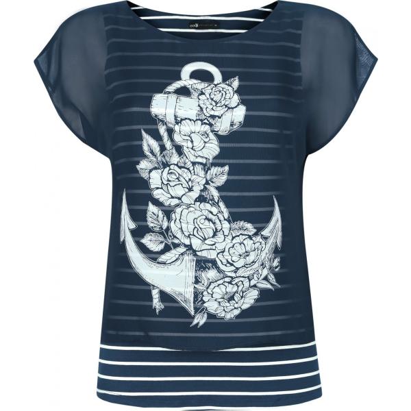 camicia Oodji Collection blu con stampe