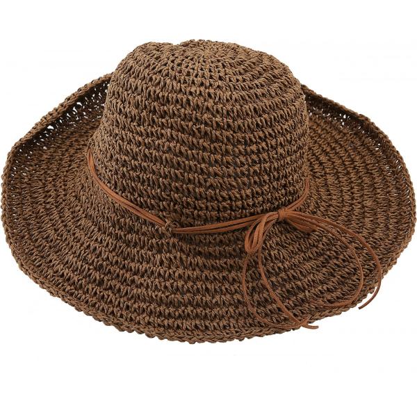 Cappello collo aperto in paglia con orlo marrone Urban GoCo marrone