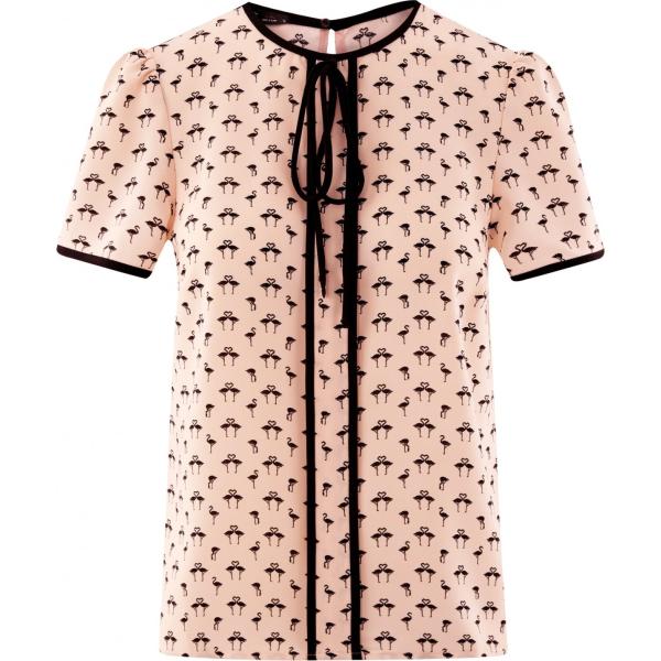 Top contrasto con laccetti aderente beige Oodji Ultra