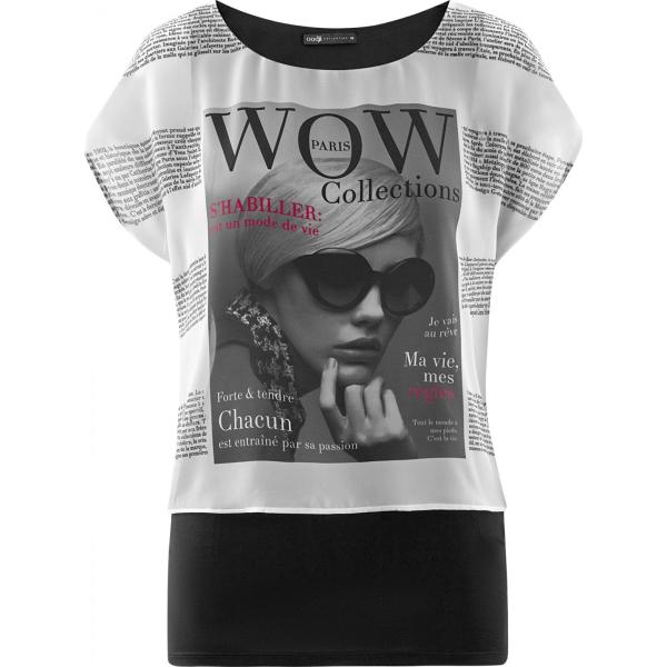 camicia Oodji Collection bianco con stampe