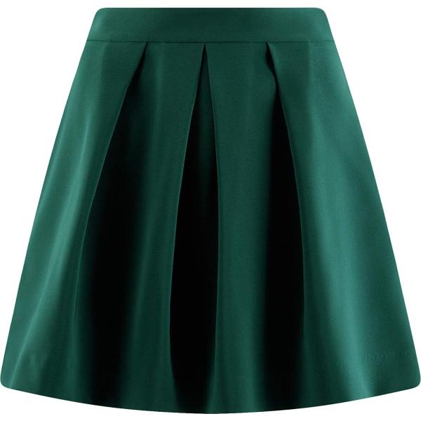 Gonna forma svasata con pieghe verde Oodji Ultra verde
