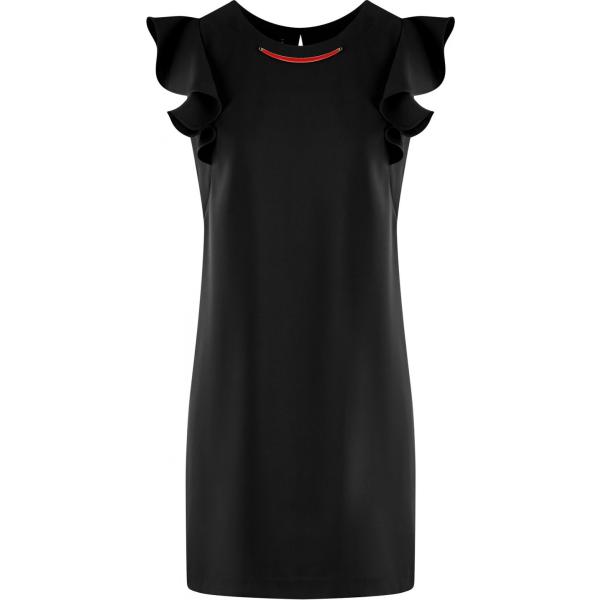 Vestito mini con volant girocollo nero Oodji Collection nero