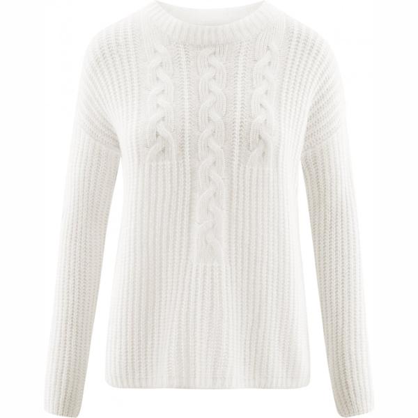 Maglione a trecce con scollo aderente bianco Oodji Ultra bianco