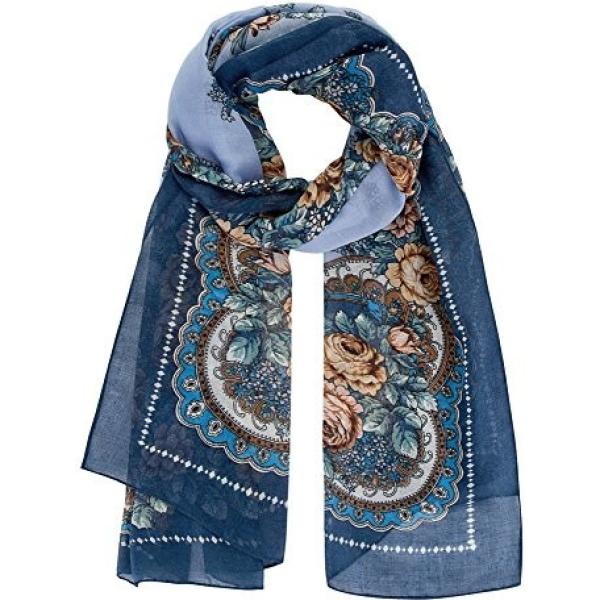 Sciarpa con stampa blu Oodji Ultra blu con stampe