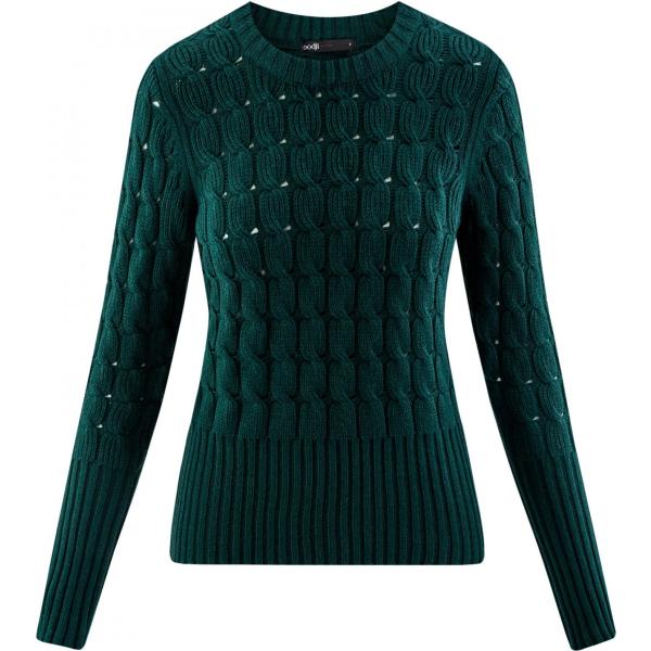 Maglione a trecce aderente verde Oodji Ultra verde