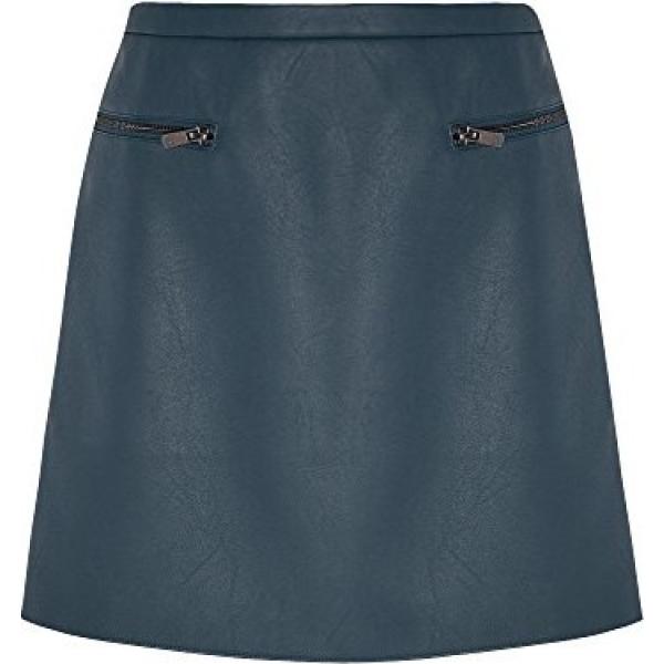 Gonna mini con zip in ecopelle aderente blu Oodji Ultra blu