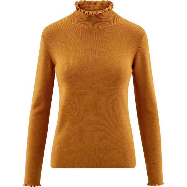 Maglione con balze girocollo aderente arancione Oodji Ultra arancione