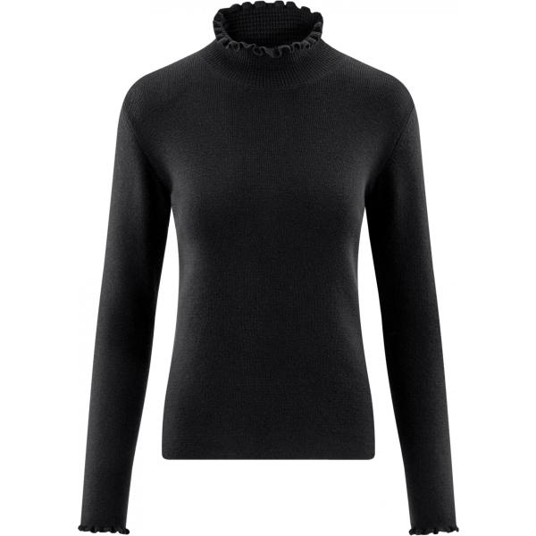 Maglione con balze girocollo aderente nero Oodji Ultra nero