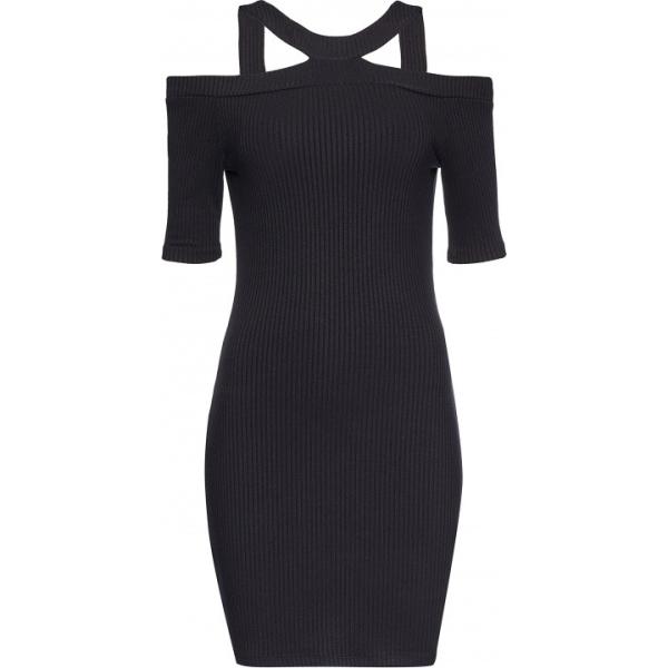 Vestito a coste con spalle scoperte aderente nero Find nero