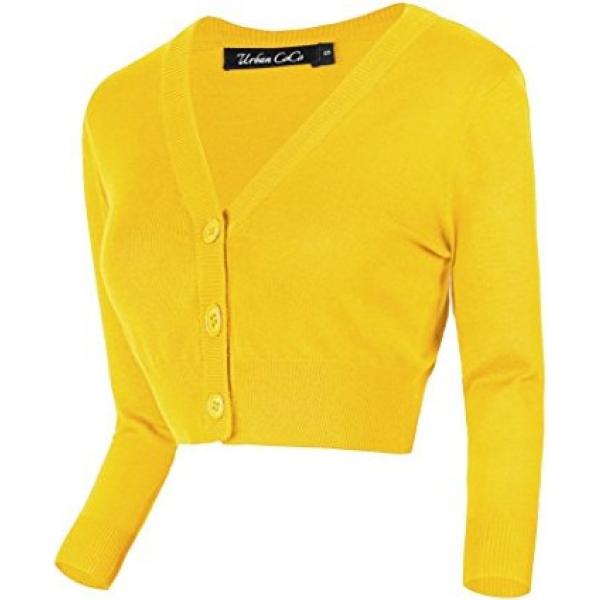 Bolero lavorato a maglia con bottoni Urban GoCo giallo