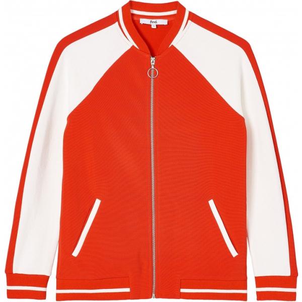 Felpa sport contrasto con scollo e zip rosso Find rosso