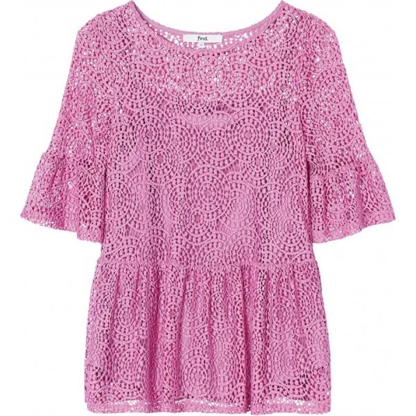 Camicia con pizzo e scollo a maniche corte rosa Find. rosa