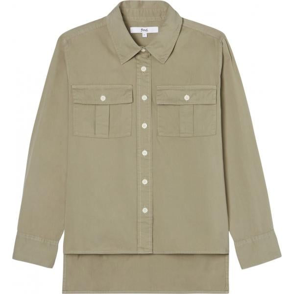 Camicia con taschini colletto classico verde e kaki Find verde