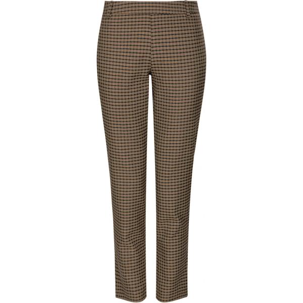 Pantalone taglio dritto a quadri con zip aderente beige Oodji Ultra a quadri