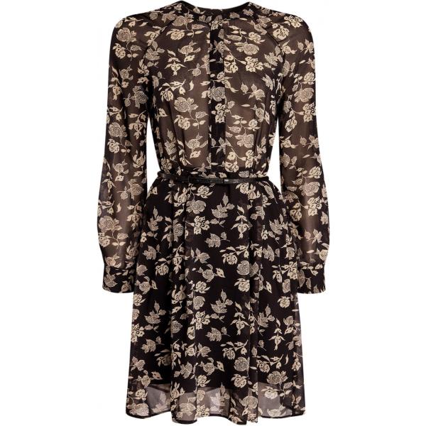 Vestito con stampa chiffon con bottoni nero Oodji Collection nero con stampe