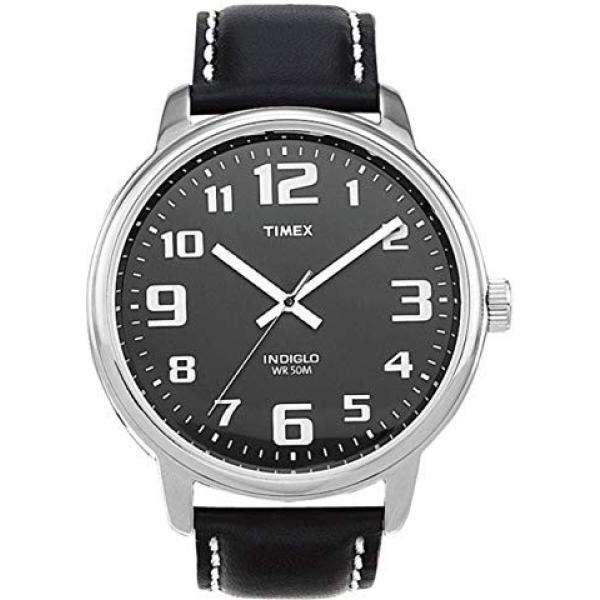 Orologio analogico con fasce in pelle nero e argento Timex nero