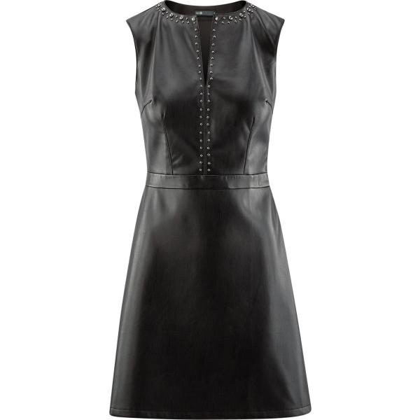 Vestito mini con scollo in ecopelle aderente nero Oodji Ultra nero