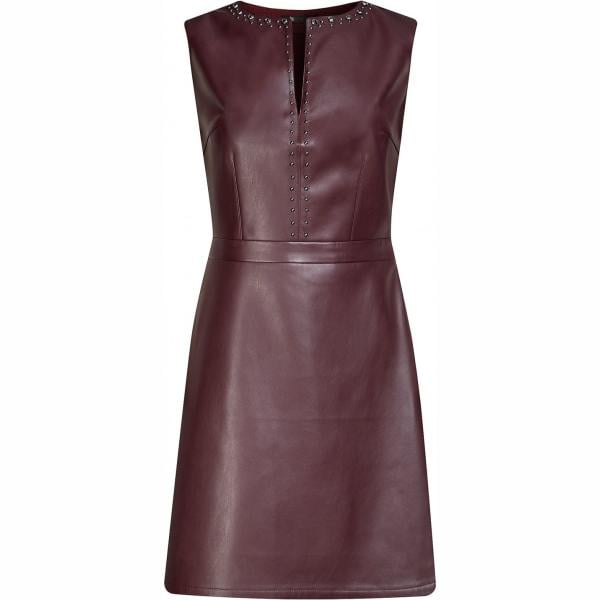 Vestito mini con scollo in ecopelle aderente rosso Oodji Ultra rosso