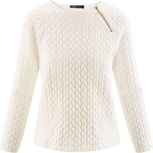 Maglione con zip aderente bianco Oodji Ultra bianco