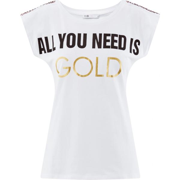 T-shirt con stampa aderente bianco Oodji Ultra bianco con stampe