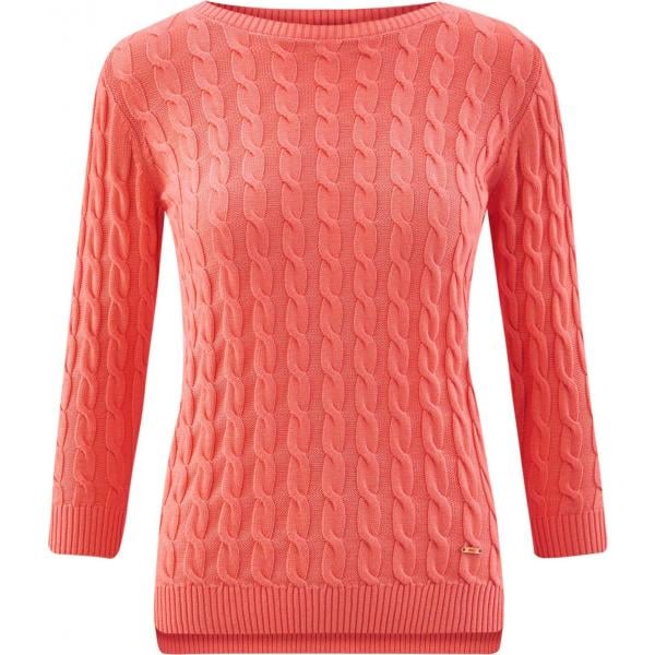 Maglione a trecce con scollo aderente rosso Oodji Ultra rosso