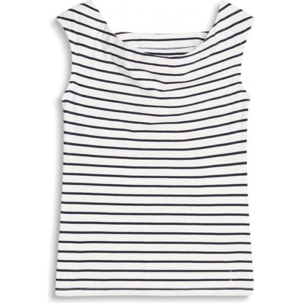 T-shirt a righe con spalle scoperte bianco Edc by Esprit bianco a righe