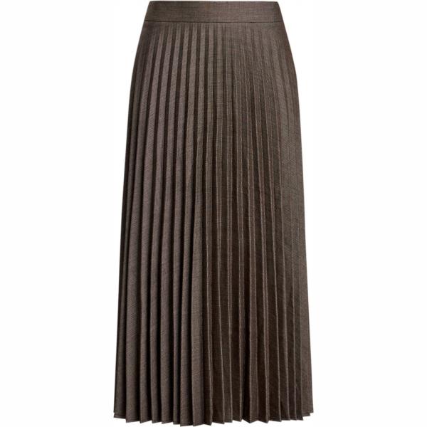 Gonna midi lunga plissè vita alta con pieghe marrone Oodji Collection marrone