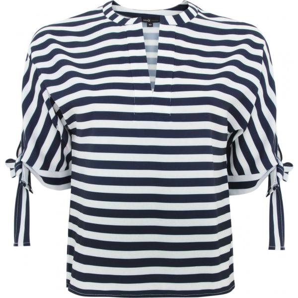 Blusa a righe con scollo e laccetti blu Oodji Collection blu a righe