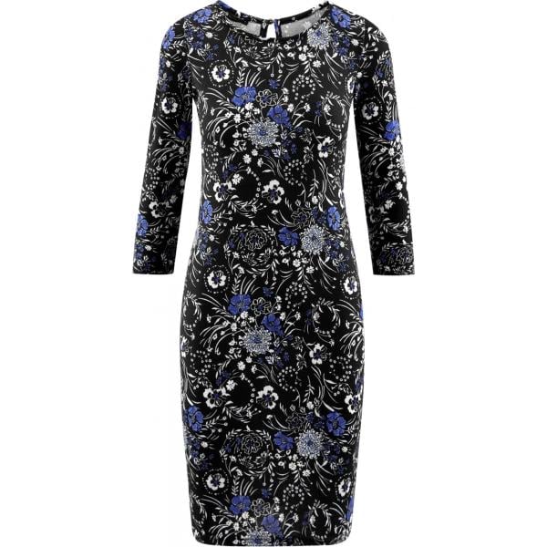 Vestito a goccia in in maglia aderente nero Oodji Collection nero con stampe