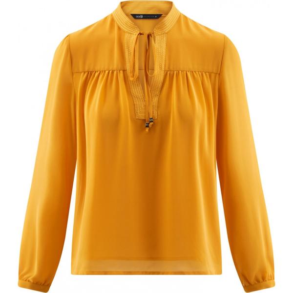 Camicetta chiffon con laccetti aderente giallo Oodji Collection giallo
