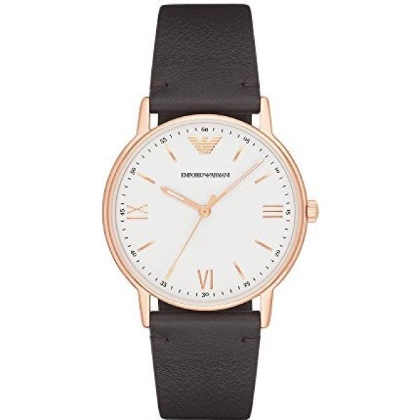 Orologio con cinturino in oro rosa marrone e bianco Emporio Armani giallo
