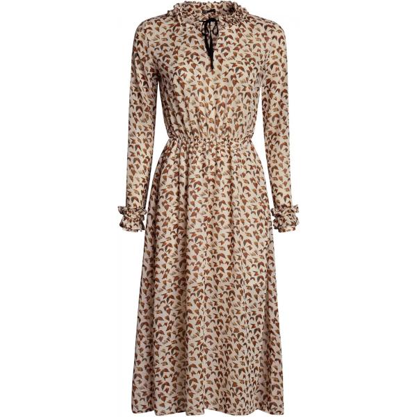 Vestito midi taglia media con laccetti aderente beige Oodji Ultra
