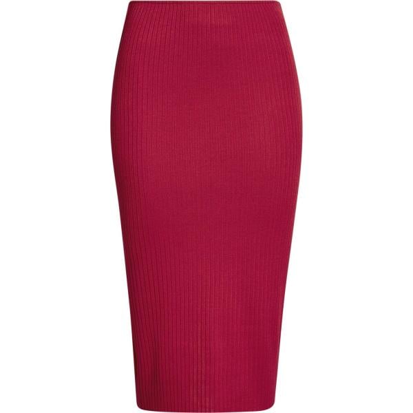Gonna midi a coste vita alta in in maglia aderente rosso Oodji Ultra rosso