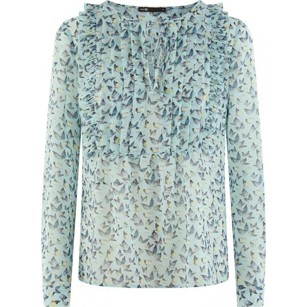 Camicetta a goccia chiffon con laccetti aderente verde Oodji Ultra verde
