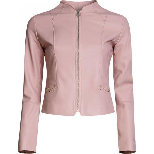 Giacca con zip in ecopelle aderente rosa Oodji Ultra rosa