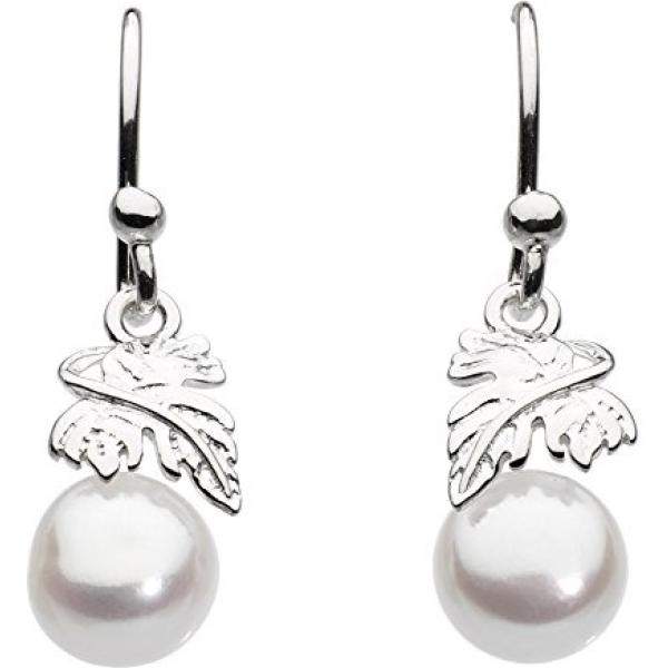 Orecchini pendenti con perle lenti a specchio in argento 925 bianco Dew grigio