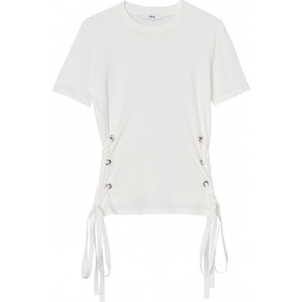T-shirt con scollo a maniche corte con lacci bianco e argento Find. bianco