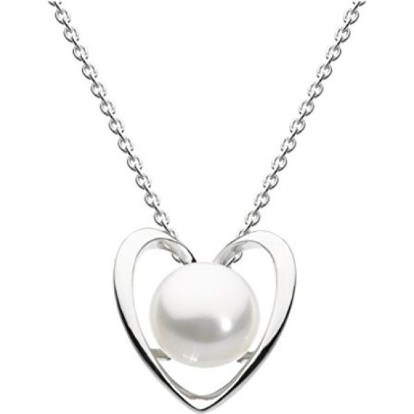 Collana con ciondolo effetto lucido con perle e catenina argento Dew