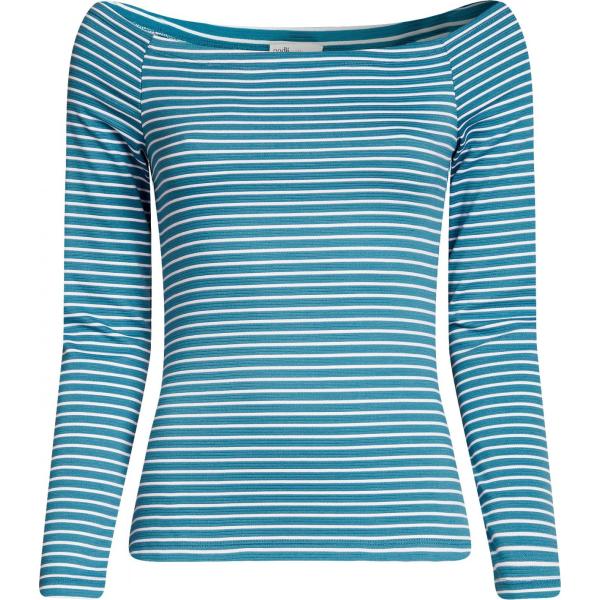 T-shirt con stampa e scollo a maniche lunghe aderente turchese Oodji Ultra blu con stampe