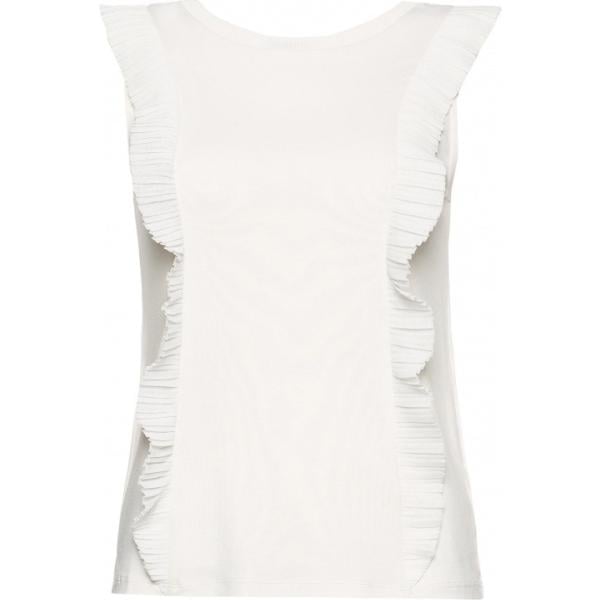 Blusa con volant plissè con scollo senza maniche avorio Find bianco