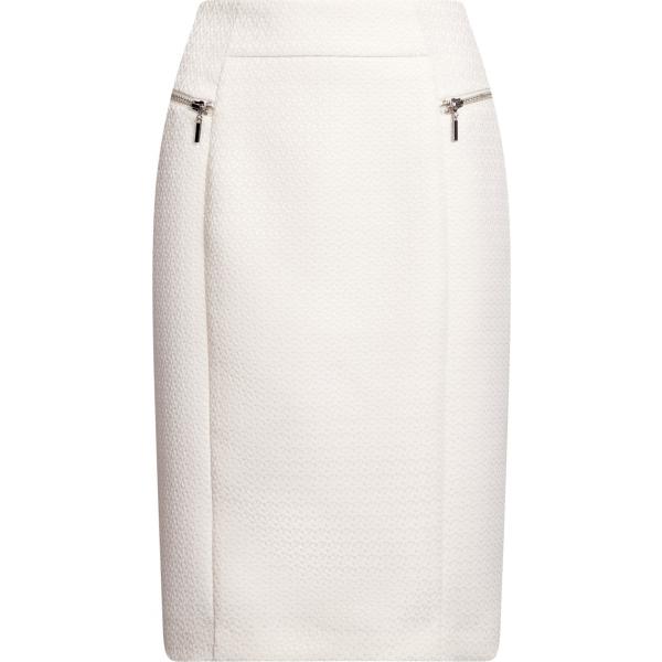Gonna a tubino con spacco e zip avorio Oodji Collection bianco