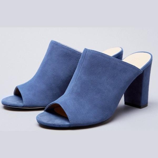 Sabot effetto scamosciato con tacco squadrato open toe blu Find blu