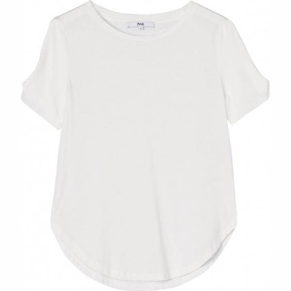 T-shirt con nodi e scollo con orlo bianco Find bianco