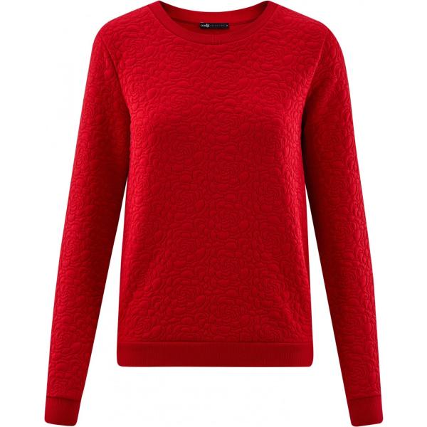 Felpa effetto testurizzato rosso Oodji Collection rosso