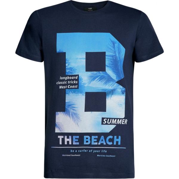 t-shirt Oodji Ultra blu con stampe