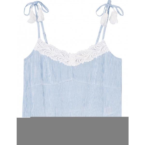 Canottiera a righe con ricamo e scollo con orlo blu Find. blu a righe